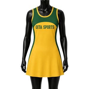 Yellow Green Sublimated Netball Dress Women's <b>Athletic</b> Team Uniform Sleeveless Game Wear Sports Training Jersey Outdoor Apparel - Product Image 1