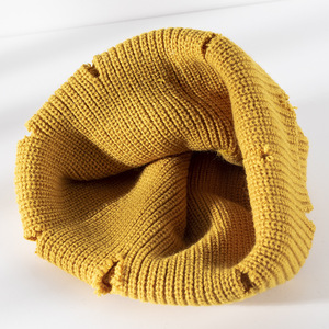 Bonnet unisexe en tricot de couleur unie, style décontracté, jaune moutarde, taille adulte - Product Image 2