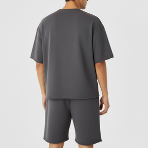 Nouvel ensemble 2 pièces surdimensionné pour homme : T-shirt et short – Style streetwear décontracté d'été, respirant et confortable, pour le jogging hip-hop – 100 % coton - Product Image 2