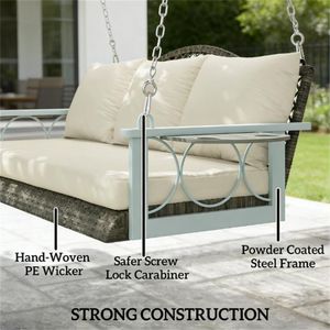 Natural Outdoor Terrace <b>Swing</b> with Cushion Porch <b>Swing</b> <b>Frame</b> for Patio Use - Product Image 3