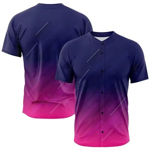 Maillot de baseball personnalisé sublimé pour homme, manches courtes, polyester, dégradé de couleurs, boutons sur le devant, évacuation de l'humidité, coupe athlétique - Product Image 3