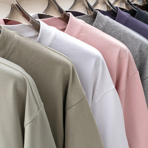 เสื้อยืดคอกลมแขนสั้นผู้ชาย ผ้าฝ้าย 100% สีพื้น ทรงลำลอง ความยาวปกติ ผ้าถักย้อมสีเรียบ - Product Image 5