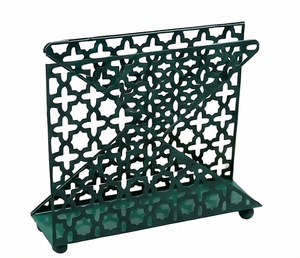 Porte-serviettes en métal vert bohème avec motif géométrique, support à mouchoirs autoportant pour la cuisine et la décoration intérieure - Product Image 1
