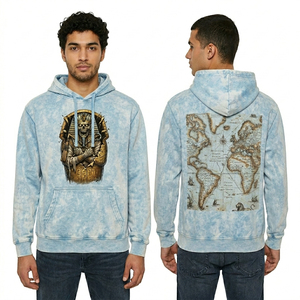 Sudadera con capucha asimétrica color borgoña para hombre, con estampado personalizado de casco de caballero medieval, diseño gráfico de castillo en llamas de fantasía oscura. - Product Image 4