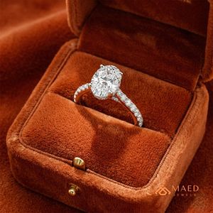 Bague de Fiançailles et de Mariage en Argent 925 avec Moissanite Ovale, Bijou de Promesse de Mariage, Cadeau de Luxe pour Femme, Sertissage à Griffes, Anniversaire, Fête - Product Image 3