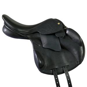 English Dressage Saddle Leather Wood Tree Brass <b>Hardware</b> Black Full Size - Product Image 3