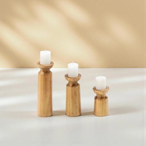 Support à bougies en bois de luxe, artisanal, ensemble de supports à bougies décoratifs, porte-bougies décoratifs pour la maison - Product Image 5