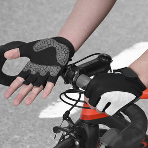 <b>Half</b> Finger Cycling Gloves Unisex Black Green Panelled Non <b>Slip</b> Racing Gloves Universal Size - Product Image 5