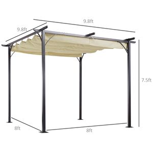 Pergola Retrattile Gazebo 10x10 con Tenda Resistente ai Raggi UV, Struttura Moderna in Acciaio Beige per Esterni/Cortili - Product Image 3