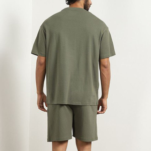 Ensemble T-shirt et short streetwear homme haute qualité, été, logo personnalisé, écologique, respirant, 100% coton molletonné tricoté - Product Image 2