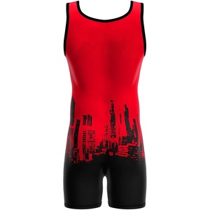 Combinaison de lutte rouge et noire, sans manches, une pièce, haut de sport, impression personnalisée, légère, OEM, unisexe, 6XL - Product Image 6