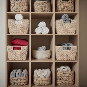 Natural <b>Water</b> <b>Hyacinth</b> Woven Storage <b>Baskets</b> with Handles Stackable Rectangular Organizer Bins for Home Storage From Vietnam - Product Image 5