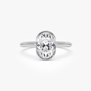 Bague de mariage vintage en diamant cultivé en laboratoire certifié IGI, taille ovale, plaqué or 14 carats - Product Image 3