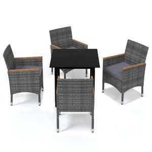 Set da Pranzo da Giardino in Rattan Grigio per 4 Persone, Resistente alle Intemperie, Arredamento da Esterno in Stile Contemporaneo - Product Image 2