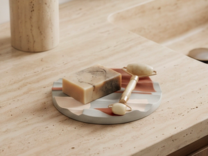 Reposacucharas de cerámica redondo con diseño acanalado de terracota, patrón abstracto de mármol, para uso en la cocina y el hogar. - Product Image 5