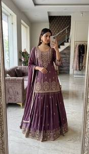 Women Ethnic Lehenga Choli One Set Long Silk Embroidered <b>Sequin</b> Work Woven Fancy Lace Dupatta Wedding <b>Party</b> Wear - Product Image 3