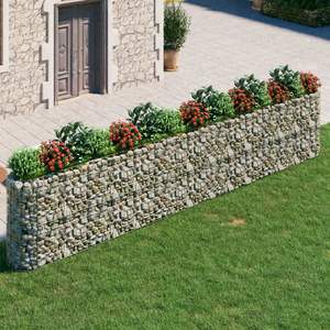 Grandes jardinières surélevées en gabion, robustes, en fer galvanisé argenté - Product Image 1