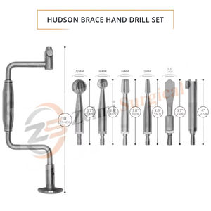 7 pièces - Perceuse manuelle Hudson Brace - Qualité supérieure - Utilisation en orthopédie et neurochirurgie - Certifiée CE - Fabriquée en usine - Zelmi Surgical - Product Image 4