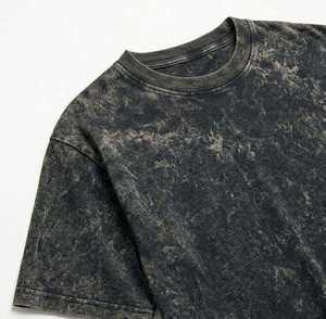T-shirt en coton oversize pour homme, style streetwear délavé, motif uni, décontracté et tendance, vente en gros - Product Image 3