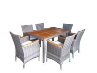 Ensemble de table à manger moderne de luxe, 1 table et 6 chaises, en rotin tressé, en MDF, non empilable, meubles de maison pour villas