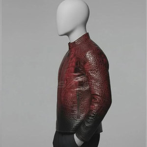 Fashion <b>Leather</b> Outerwear With Custom Textured Design And Stylish Cut For Casual Everyday Outfits Embossed <b>Leather</b> <b>Jacket</b> - Product Image 5