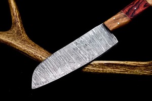 Cuchillo de chef hecho a mano de acero de Damasco, hoja de punta caída, mango de madera, 12 pulgadas, cuchillo de cocina afilado de filo recto, ambidiestro - Product Image 2