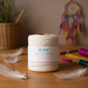 Cordon en coton Ilan 4 mm blanc 250 g pour la fabrication d'attrape-rêves - Product Image 2