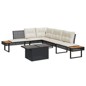 Conjunto de Sofá de Jardín con Reposabrazos Ajustables, Ratán Sintético Negro, Muebles de Jardín Grandes con Características de Confort - Product Image 1