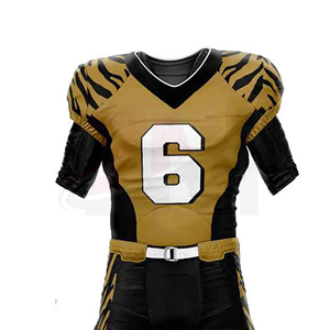Conjunto de Uniforme de Fútbol Americano para Hombre, Jersey Dorado y Negro con Número 6, Impresión por Sublimación, Poliéster Transpirable, Talla Adulto - Product Image 5