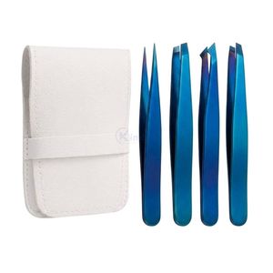Juego de Pinzas para Cejas de Acero Inoxidable Bronce con Punta Inclinada y Estuche Protector, Herramienta de Depilación de Precisión para Belleza y Cuidado Personal - Product Image 5