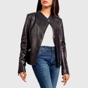 Nouvelle veste en cuir véritable pour femme, style décontracté, couleur unie, sur mesure, avec rembourrage en coton respirant, design de haute qualité - Product Image 3