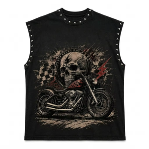 เสื้อกล้ามลายกราฟิกวินเทจพิมพ์ลาย DTG แบบย้อมสีเอซิด แต่งคริสตัล ทรงยูนิเซ็กซ์ ผลิตตามสั่ง ขายส่ง ผ้าฝ้าย 100% - Product Image 1