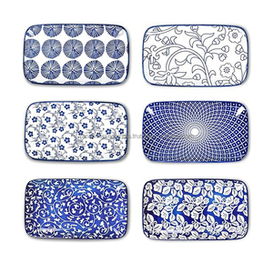 Assiettes de service rectangulaires en porcelaine très vendues, 100 pièces, pour salades, desserts, sushis, collations, designs et couleurs assortis plus élégants - Product Image 5