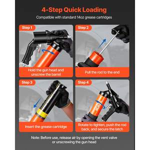 Kit de pistolet à graisse haute pression à cycle continu 6000 PSI, capacité de 14 oz, comprend un tuyau flexible de 18 pouces, 1 rallonge rigide - Product Image 6