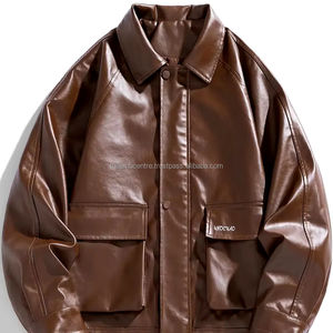 แจ็กเก็ตหนังนิ่มสำหรับผู้ชายเสื้อผ้าแฟชั่นเสื้อแจ็คเก็ตหนังแขนยาวแบบใหม่ล่าสุดแบบปรับได้ - Product Image 1