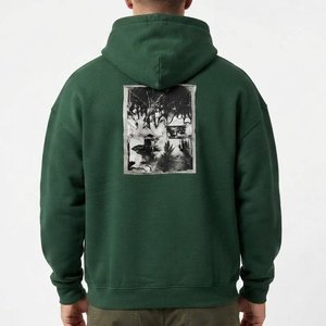 Novedades: Sudadera con Capucha Verde para Hombre, con Logotipo Personalizado, Bolsillo Frontal, Estampado, Informal, de Felpa, Algodón, para Otoño, Corte Regular - Product Image 2