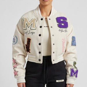 Chaqueta Varsity Personalizada al por Mayor para Mujer, Chaqueta Bomber de Béisbol Universitaria de Primera Calidad, Ropa Casual Urbana OEM - Product Image 1