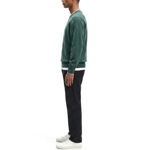 Men's Solid Green Knitted Pullover Sweater Full Sleeve Cotton Autumn Wear - Product Image 4
