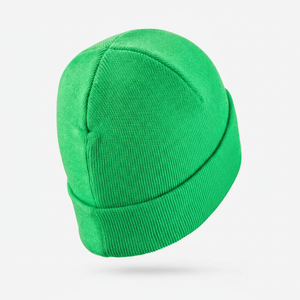 Unisex Solid <b>Green</b> Acrylic <b>Beanie</b> Ribbed Knit Winter Hat Casual Style 56-58CM Adult Size - Product Image 3