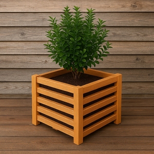 Large Eco-Friendly Bohemian Bamboo Square Planter <b>Pot</b> | Durable Hand-Carved Indoor Outdoor Decorative Plant <b>Stand</b> - Product Image 5