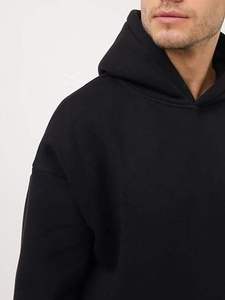 Ensemble de survêtement unisexe noir à capuche et pantalon, couleur unie, manches longues, taille à cordon, pour l'automne - Product Image 6