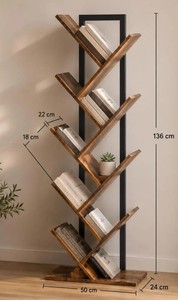 Modern <b>Wooden</b> Ladder Shelf 5-Tier Freestanding Backless <b>Bookcase</b> For Living Room Home Office Furniture Rustic Design - Product Image 6