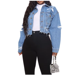 Nouvelle Veste Courte en Jean Vintage pour Femme 2025 – Effet Usé, Ourlet Brut, Boutons sur le Devant – Manteau en Jean Bleu Vintage Automne Hiver - Product Image 5