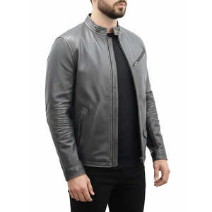 Chaqueta de Tela Estilo Motero con Cuello Alto para Hombre, Otoño, Leathertex, Sin Relleno - Product Image 3