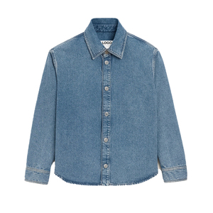 Surchemise en jean bleu pour homme, marque privée, avec patchs personnalisés, style workwear et streetwear, boutons-pression, veste décontractée, conception personnalisée haut de gamme, OEM - Product Image 6