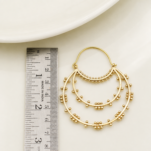 Boucles d'oreilles créoles bohèmes en laiton plaqué or pour femme, bijoux de fête, style bohème, motif vague - Product Image 5