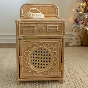 Enfants semblant jouer jouets petite machine à laver en rotin adorable mini jouet en bois modèle de meubles de maison pour les enfants - Product Image 3