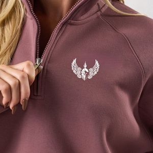 Sweat-shirt en molleton violet poussiéreux à manches raglan pour femme, coupe oversize, à col cheminée, manches longues, style streetwear décontracté, coupe ample, pour usage quotidien - Product Image 6