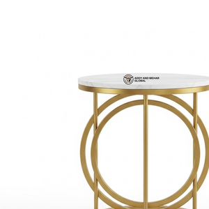 Industrial Rectangular <b>Grey</b> Marble Stool with Black Metal O-<b>Frame</b> Base Modern Geometric Side Table for Living Room & Office - Product Image 3