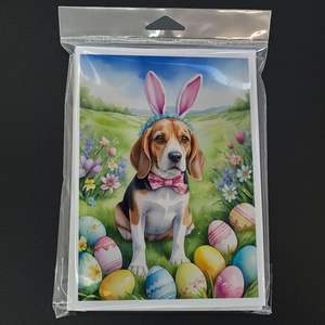 Whimsical A7 Size 5x7 Beagle <b>Easter</b> Egg Hunt Blank Note <b>Cards</b> <b>Pack</b> of 8 with Envelopes for Greetings - Product Image 3